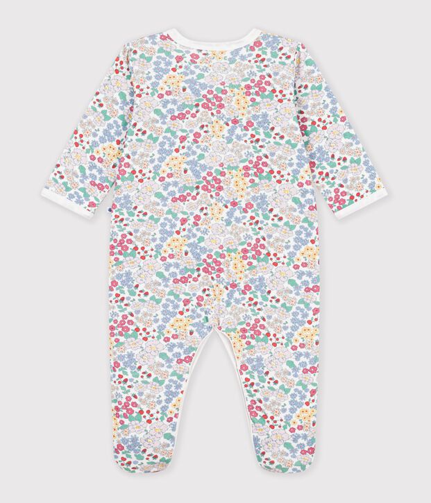 Strampler aus Doppeljersey mit Blumenmuster weiss/vielfarbig