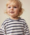 Baby-Sweatshirt aus Bouclette-Samt weiss MARSHMALLOW/blau SMOKING