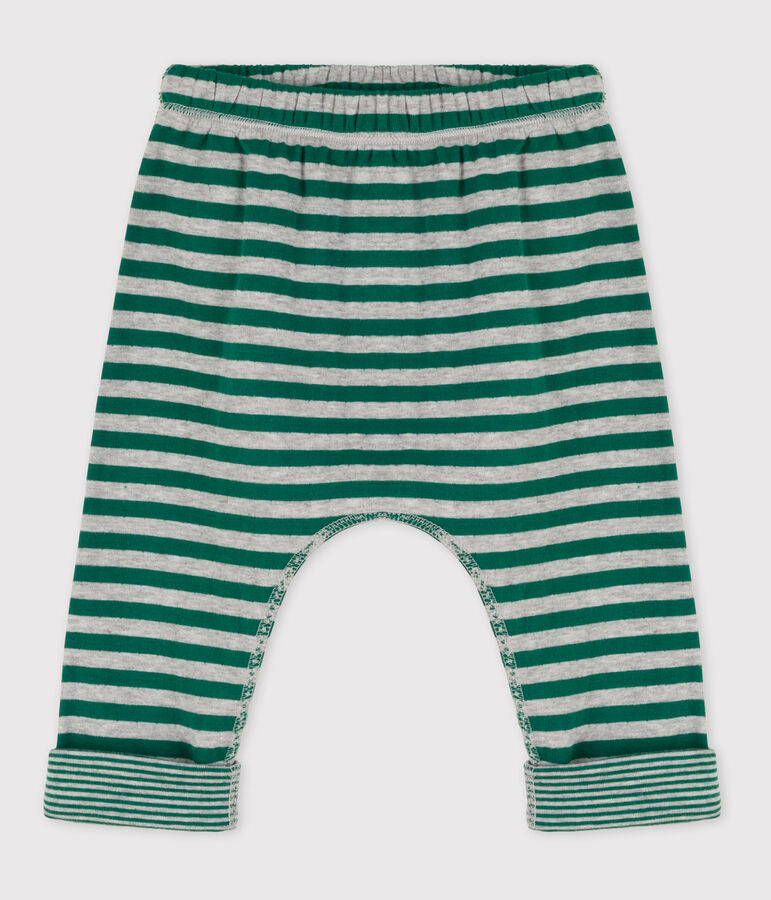 Gestreifte Baby-Hose aus Doppeljersey gr&uuml;n/grau