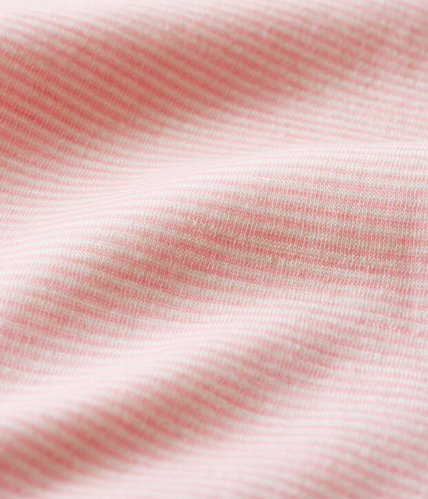 Lang&auml;rmliger Baby-Body mit Streifen aus Wolle und Baumwolle rosa/weiss
