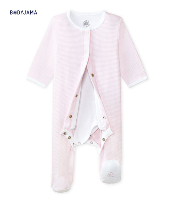 Unisex-Baby-Body und Schlafanzug in einem rosa VIENNE/weiss ECUME