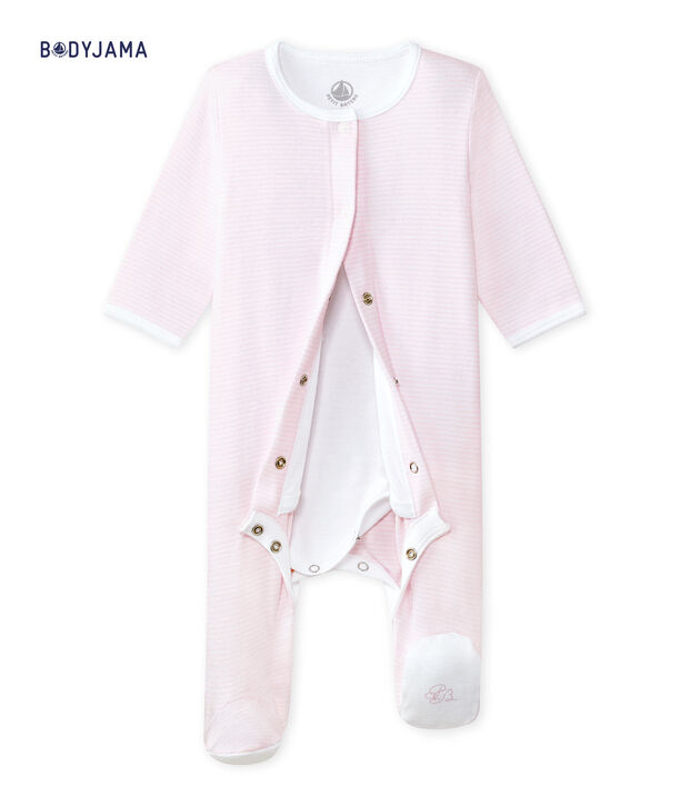 Unisex-Baby-Body und Schlafanzug in einem rosa/weiss
