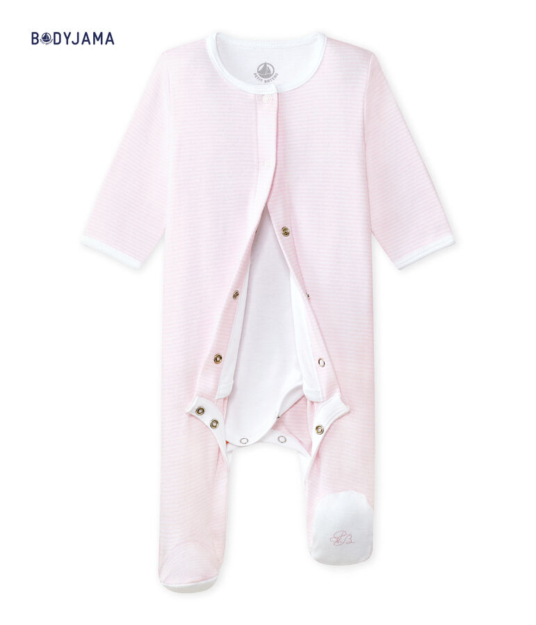 Unisex-Baby-Body und Schlafanzug in einem rosa VIENNE/weiss ECUME