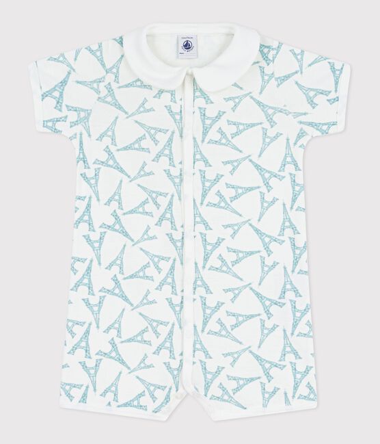 Baby-Kurzoverall aus Baumwolle mit Kragen und Eiffelturm-Motiv MARSHMALLOW/ MIMI