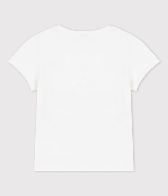 Kurzärmeliges T-Shirt aus Baumwolle für Mädchen weiss MARSHMALLOW