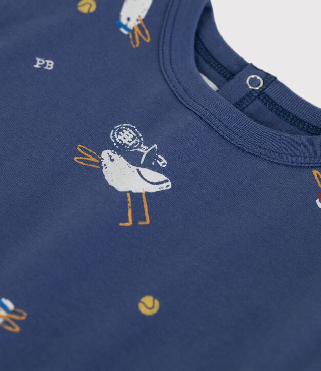Kurz&auml;rmeliges Baby-T-Shirt aus Baumwolle mit M&ouml;wenmotiv blau/vielfarbig