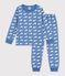 Kinder-Pyjama aus Molton mit Walmotiv blau/weiss