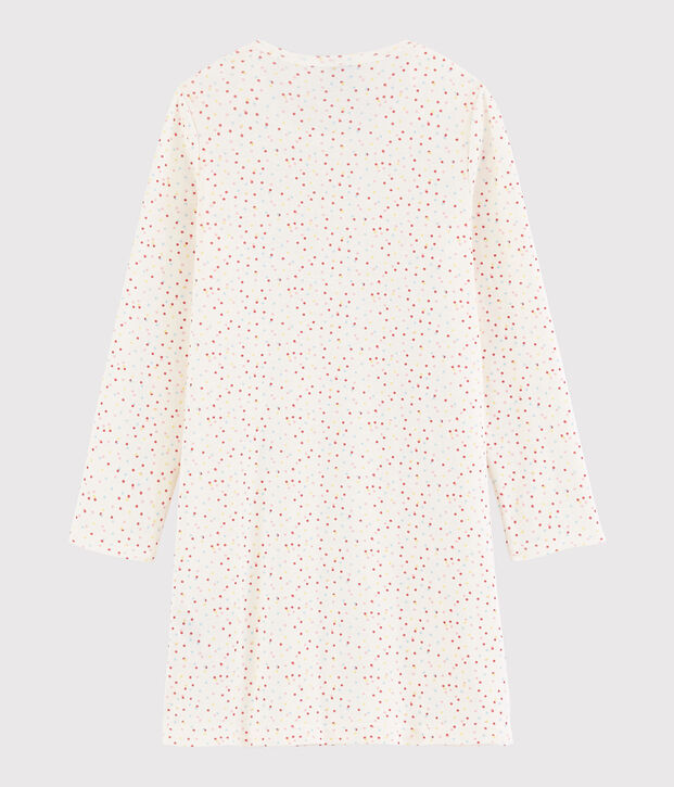 Nachthemd aus Bio-Baumwolle mit farbigem Polka-Dot-Muster f&uuml;r M&auml;dchen weiss/vielfarbig