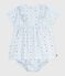 Kurzärmeliges Babykleid aus Baumwolle und dazu passender Bloomer blau FRAICHEUR/weiss MULTICO