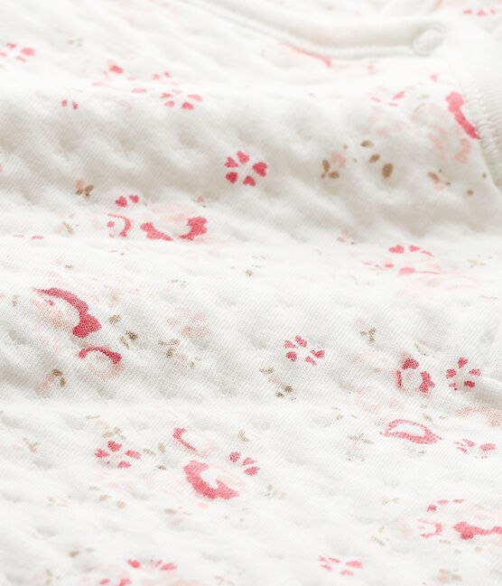 Gesteppte Baby-Mädchen-Latzhose aus gedoppeltem Jersey weiss LAIT/weiss MULTICO