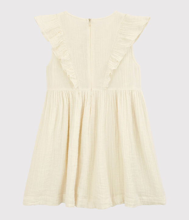 Kleid aus Bio-Baumwollgaze f&uuml;r M&auml;dchen weiss