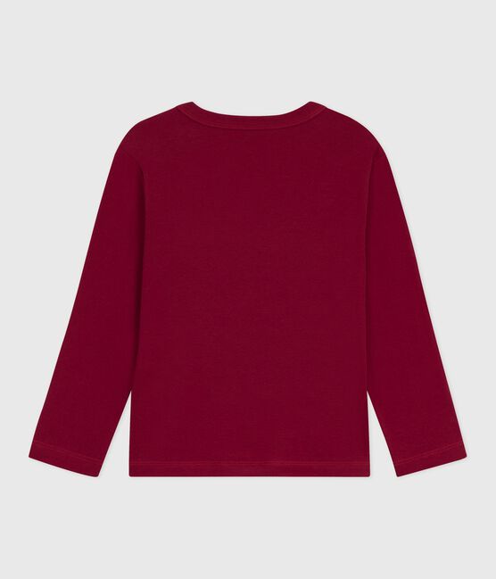Langärmeliges Kinder-T-Shirt aus einfarbiger Baumwolle AMARANTE