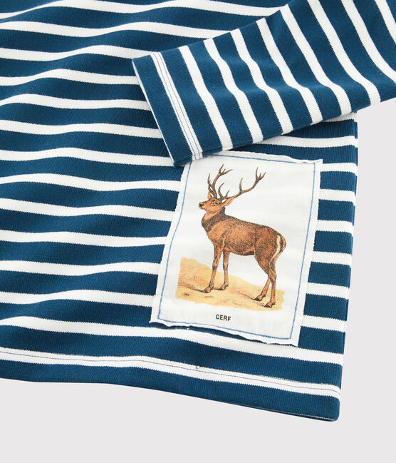 Kinder-Streifenshirt für Jungen Petit Bateau x Deyrolle blau SHADOW/weiss MARSHMALLOW