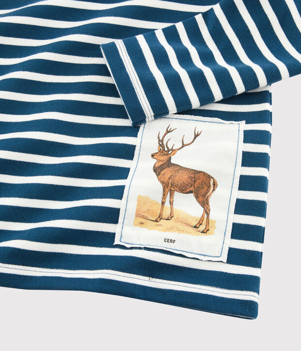 Kinder-Streifenshirt f&uuml;r Jungen Petit Bateau x Deyrolle blau/weiss