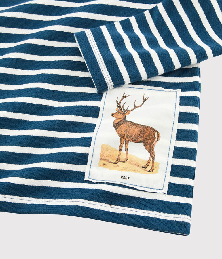 Kinder-Streifenshirt f&uuml;r Jungen Petit Bateau x Deyrolle blau/weiss