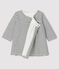 Langärmeliges gestreiftes Baby-Kleid für Mädchen aus Doppeljersey weiss MARSHMALLOW/blau SMOKING