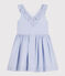 Ärmelloses, gestreiftes Kleid aus Popeline für Kinder/Mädchen BLEU/ MARSHMALLOW/ ARGENT