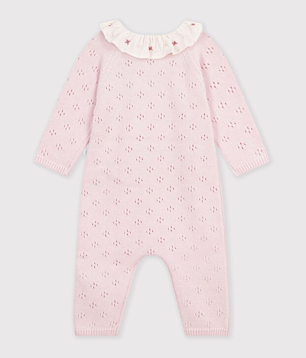 Baby-Overall aus einfarbigem Woll- und Baumwollstrick mit Kragen BARELY