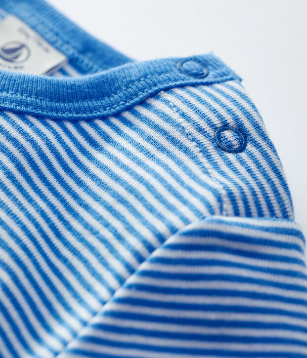 Kurz&auml;rmeliges Baby-T-Shirt aus Bio-Baumwolle mit Ringelstreifen blau/weiss