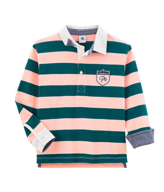 Kinder-Rugby-Poloshirt Jungen grün PINEDE/rosa ROSAKO