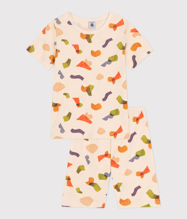 Kurzer Kinderpyjama aus Baumwolle mit Printmotiv naturfarben/vielfarbig