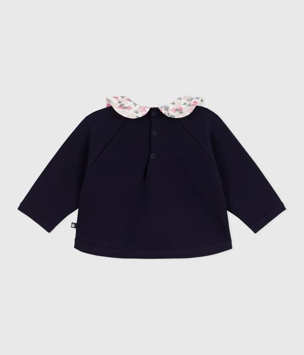 Baby-Sweatshirt aus einfarbiger Baumwolle mit gemustertem Kragen SOIR