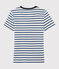 Damen-T-Shirt aus Baumwolle mit V-Ausschnitt weiss MARSHMALLOW/blau SURF