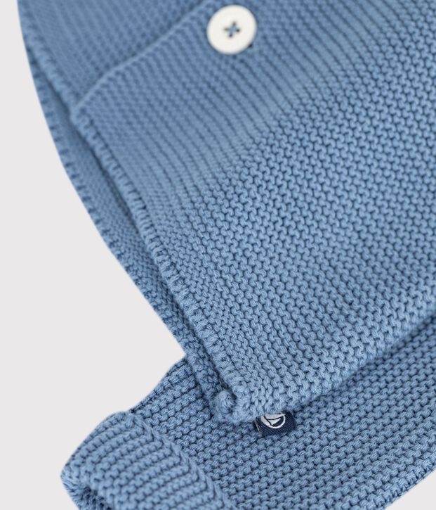 Cardigan b&eacute;b&eacute; tricot point mousse en coton uni blau