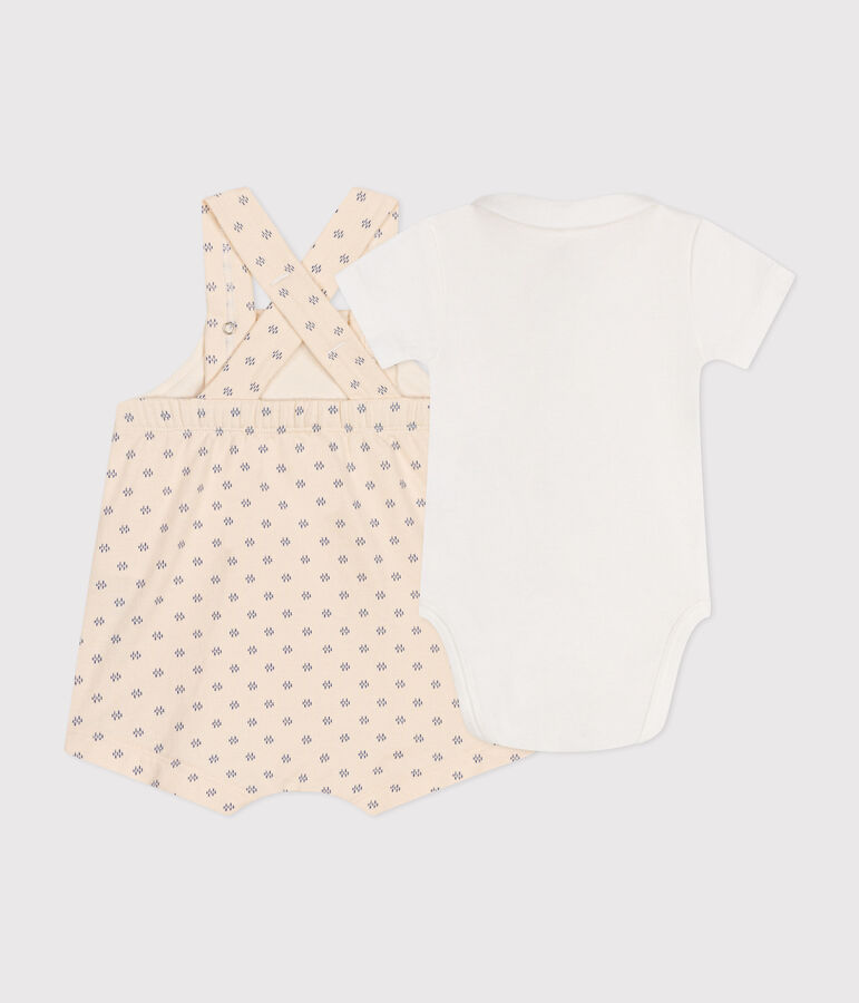 Latzhosen-Kombination aus leichtem Molton, Baby weiss AVALANCHE/ MULTICO