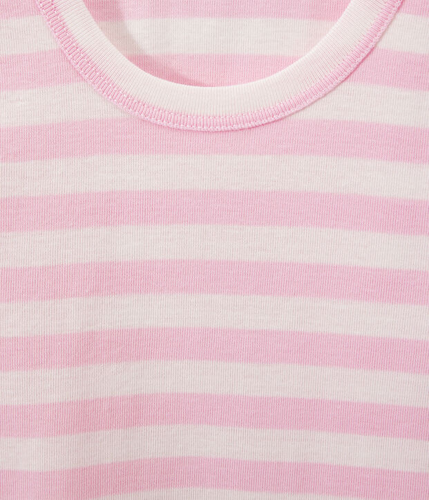 Gestreiftes Damen-Top aus Original-Rippstrick rosa/weiss
