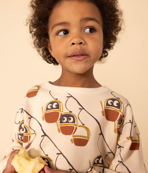 Sweatshirt mit Printmotiv aus Molton naturfarben/grau