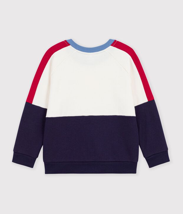 Kinder-Kapuzensweatshirt aus Baumwolle im Colorblock naturfarben/vielfarbig