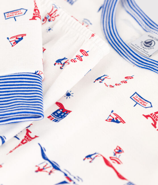 Kinderpyjama Paris aus Baumwolle weiss MARSHMALLOW/weiss MULTICO