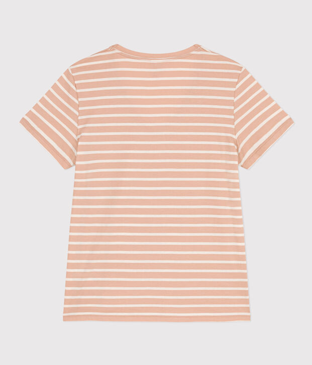 Damen-T-Shirt LE DROIT mit V Ausschnitt aus Baumwolle beige/naturfarben