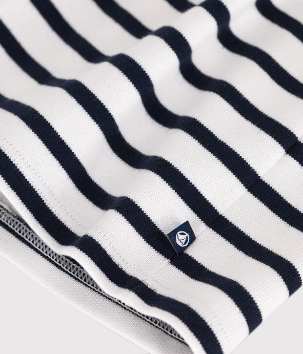 Lang&auml;rmeliges Baby-Kleid aus festem Baumwollstoff mit Matrosenstreifen weiss/blau