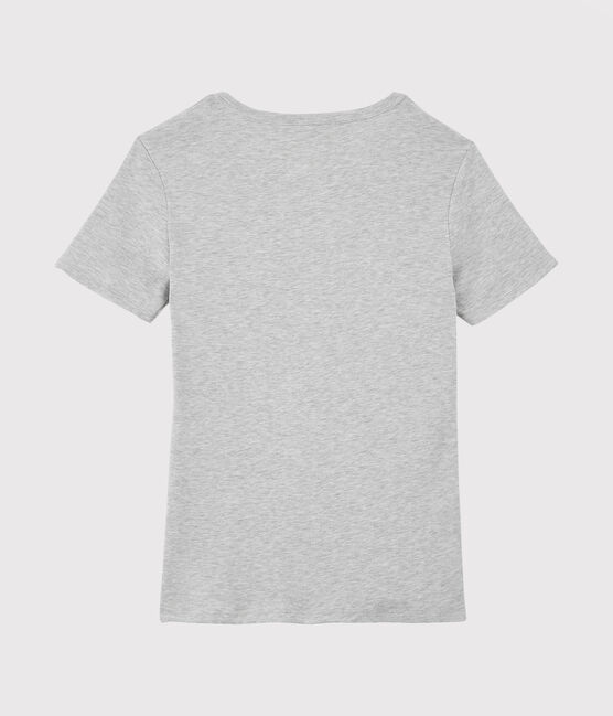 Klassisches Damen-T-Shirt aus Baumwolle mit V-Ausschnitt grau BELUGA CHINE