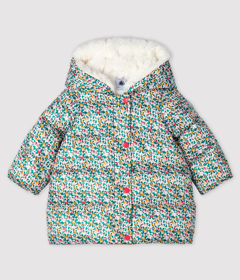 Gesteppter Baby-Anorak f&uuml;r M&auml;dchen weiss/vielfarbig