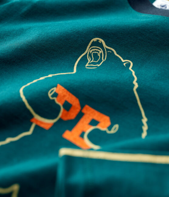 Langärmeliges Kinder-T-Shirt aus Baumwolle für Jungen grün PINEDE