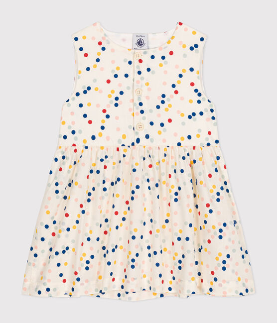 Ärmelloses Baby-Kleid aus Popeline  weiss MARSHMALLOW/weiss MULTICO