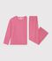 Damen-Pyjama aus einfarbigem Feincord rosa