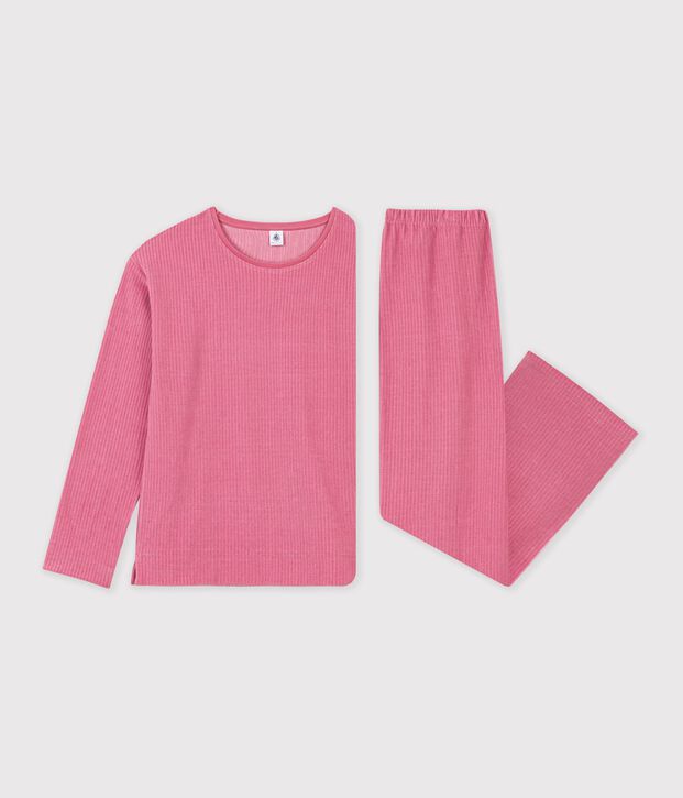 Damen-Pyjama aus einfarbigem Feincord rosa