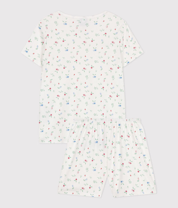 Kinder-Kurzpyjama aus Baumwolle mit Fruchtmotiv weiss/vielfarbig