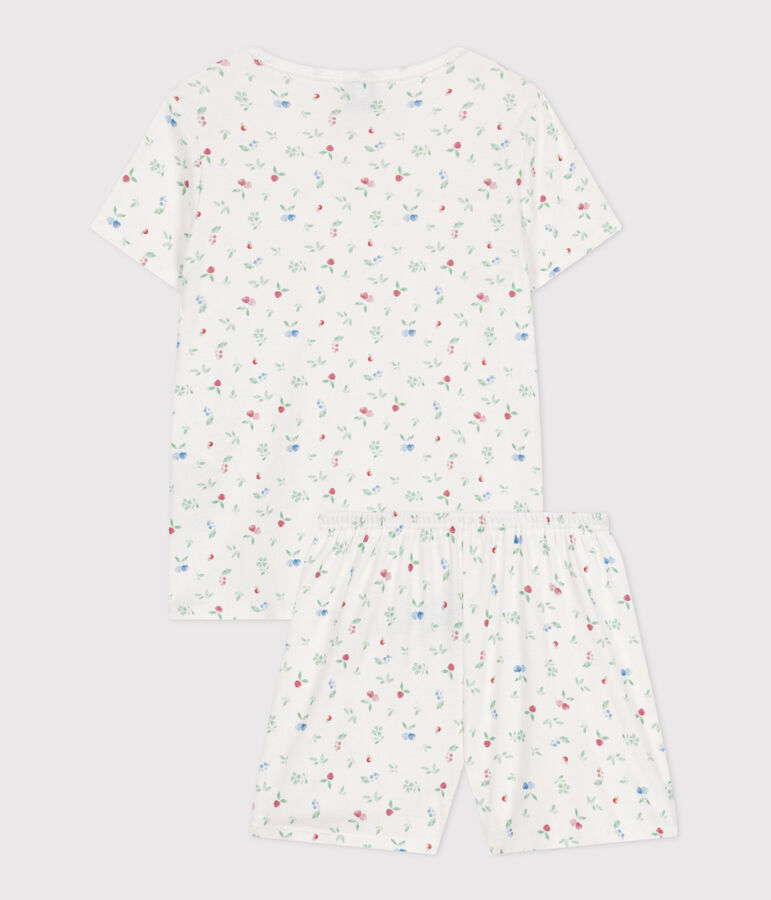 Kinder-Kurzpyjama aus Baumwolle mit Fruchtmotiv weiss MARSHMALLOW/weiss MULTICO