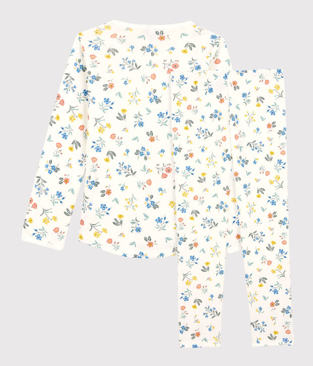 Kinderpyjama f&uuml;r M&auml;dchen weiss/vielfarbig