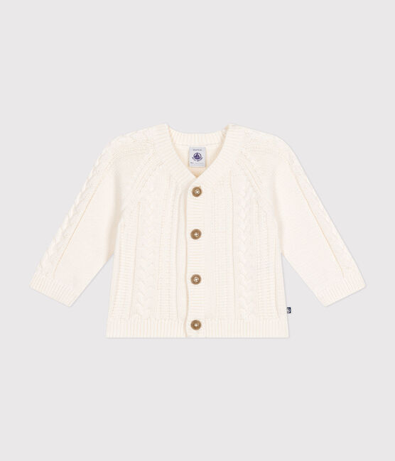 Baby-Cardigan aus Baumwolle weiss MARSHMALLOW