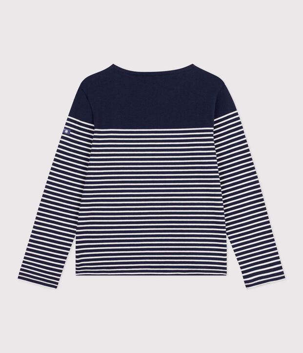 Damen-Shirt Marini&egrave;re aus Baumwolle mit Streifen blau/weiss