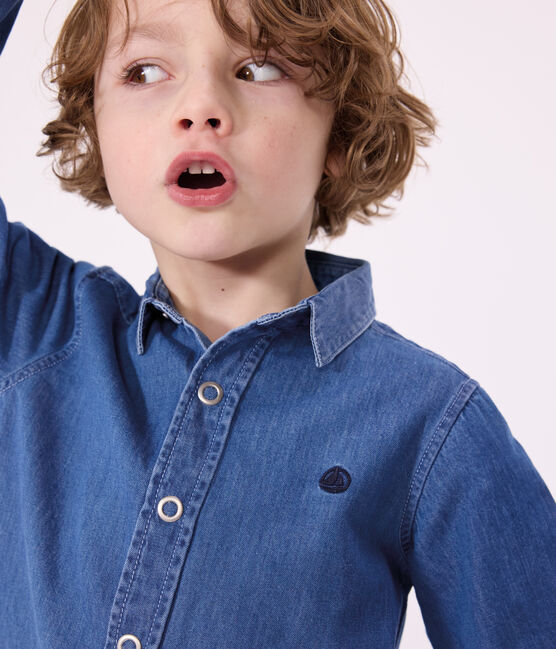 Kinderhemd aus leichtem Denim für Jungen blau DENIM CLAIR