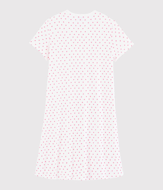 Nachthemd aus Baumwolle mit pinkfarbenem Polka-Dot-Muster für Mädchen weiss MARSHMALLOW/rosa GRETEL