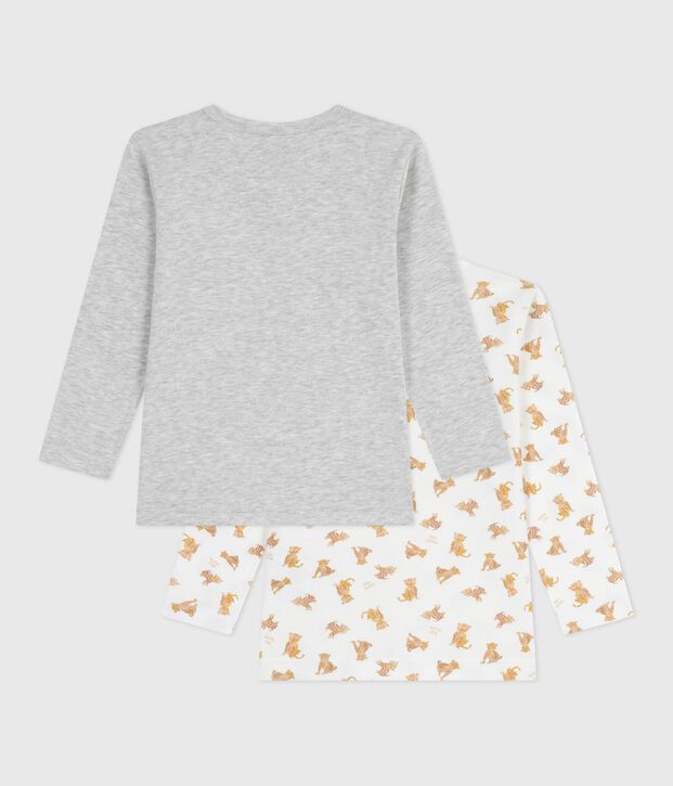 Set lang&auml;rmeliger Kinder T-Shirts aus Baumwolle mit Leoparden-Motiv vielfarbig