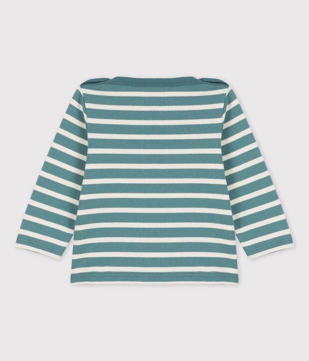 Baby-Streifenshirt aus dickem Baumwolljersey gr&uuml;n/naturfarben